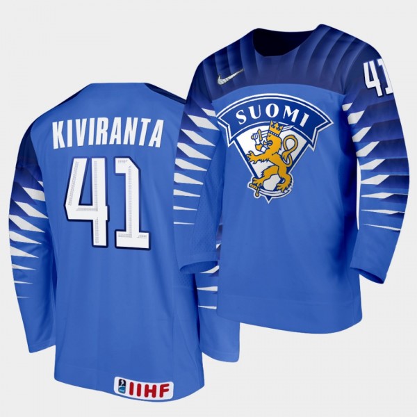 Joel Kiviranta 2020 IIHF World Championship #41 Away Blue Jersey