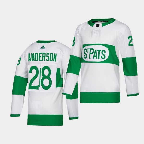 Joey Anderson #28 Maple Leafs 2021 St. Pats Throwback Authentic Green Jersey