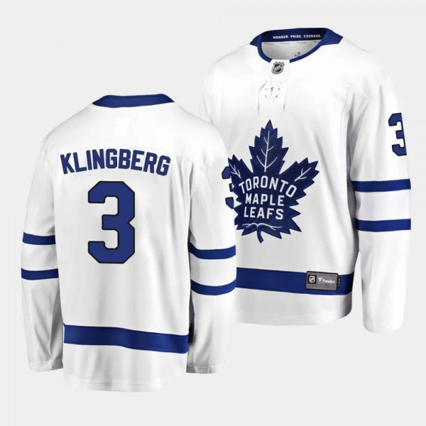 John Klingberg Toronto Maple Leafs Away White #3 Breakaway Player Jersey Men's