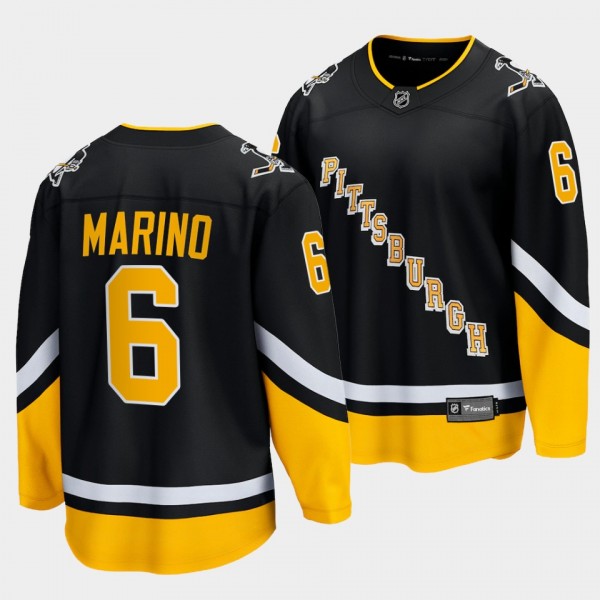 John Marino Pittsburgh Penguins 2021-22 Alternate Black Premier Breakaway Jersey Men