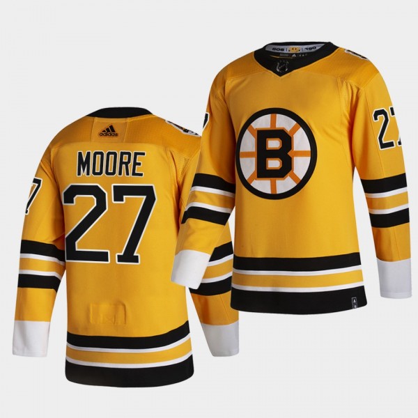 Boston Bruins 2021 Reverse Retro John Moore Gold Authentic Jersey