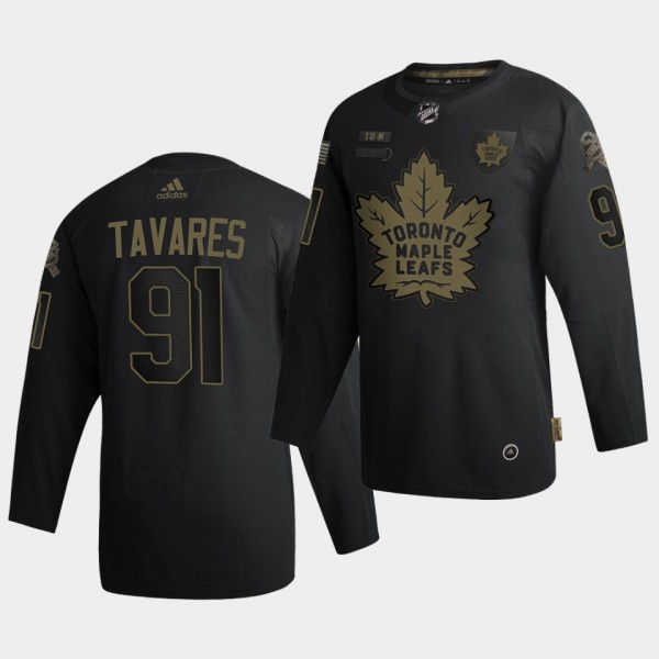 John Tavares #91 Maple Leafs 2020 Salute To Service Authentic Black Jersey