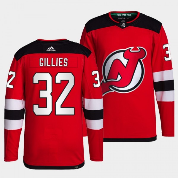 Jon Gillies Devils Home Red Jersey #32 Authentic Primegreen