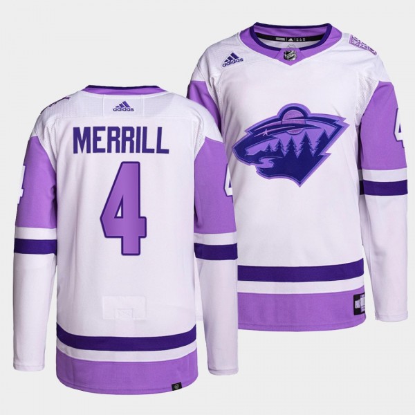 Minnesota Wild Jon Merrill HockeyFightsCancer Jersey #4 White Primegreen Authentic