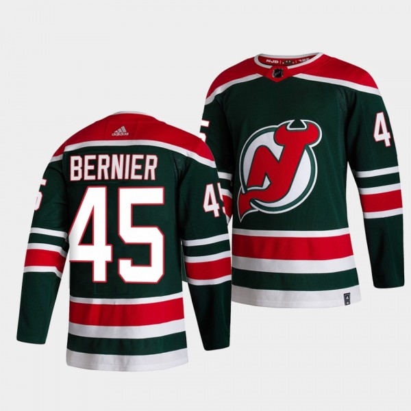 Jonathan Bernier #45 Devils 2021 Reverse Retro Special Edition Green Jersey