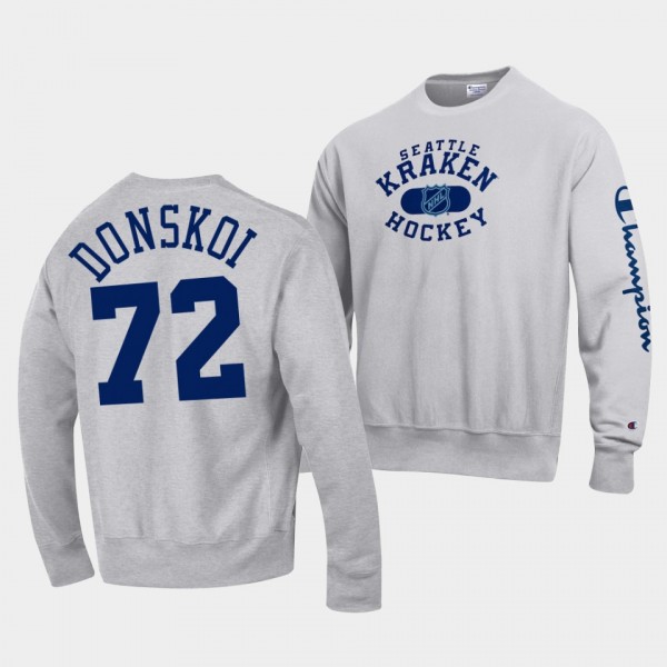 Seattle Kraken Joonas Donskoi Champion #72 Gray Reverse Weave Sweatshirt