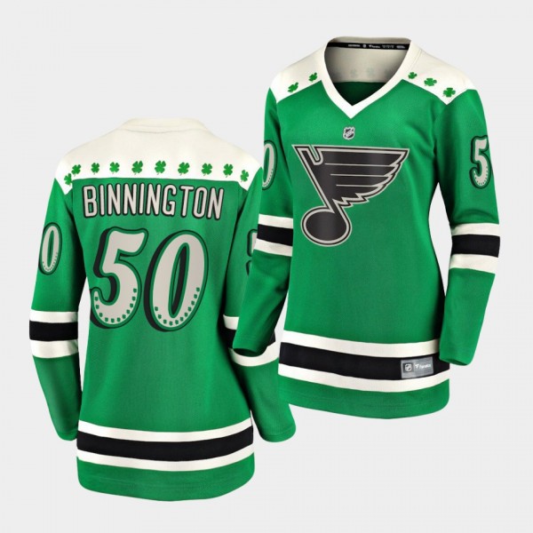 Jordan Binnington #50 Blues 2021 St. Patrick's Day...