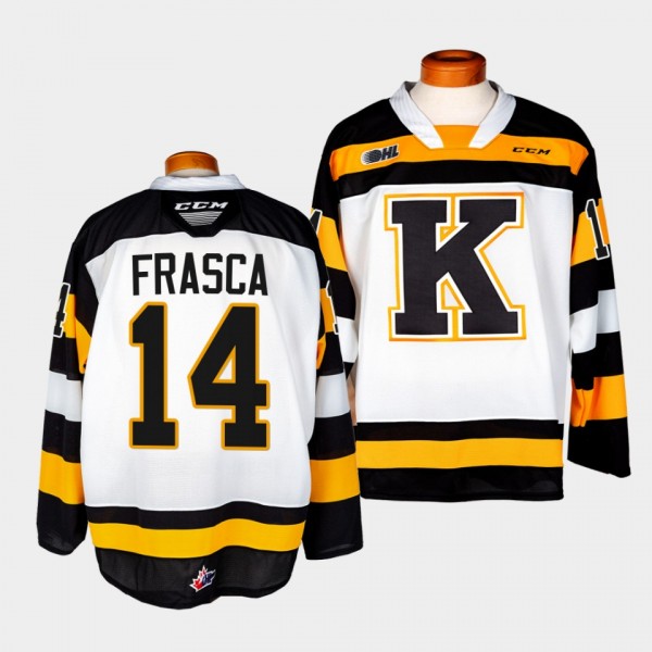 Jordan Frasca Kingston Frontenacs #14 White OHL Ho...