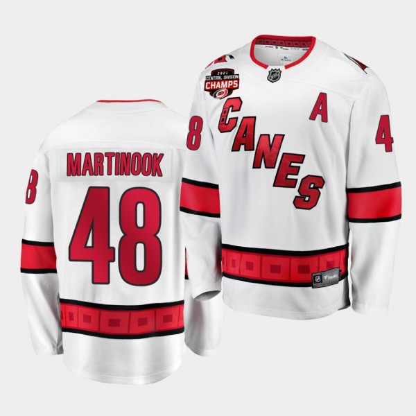 Hurricanes Jordan Martinook 2021 Central Division Champions White Jersey