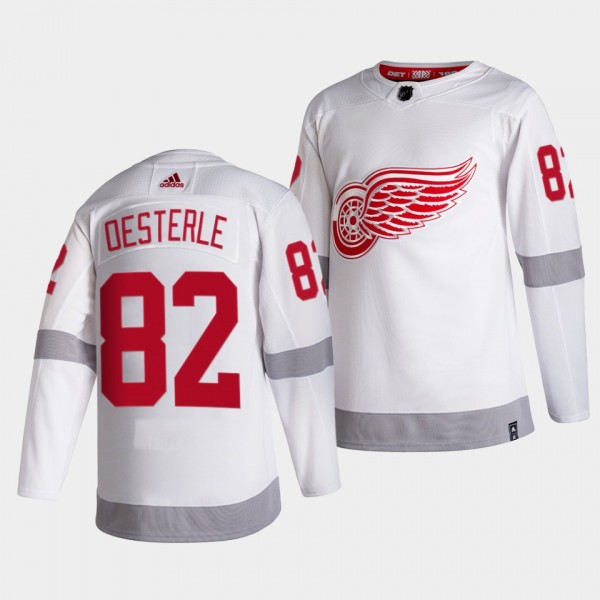 Jordan Oesterle #82 Red Wings 2021 Reverse Retro Special Edition White Jersey