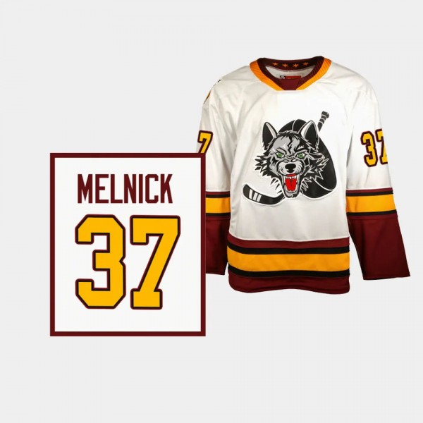 Josh Melnick Chicago Wolves #37 White AHL Authenti...