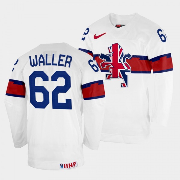 Great Britain 2022 IIHF World Championship Joshua Waller #62 White Jersey Home
