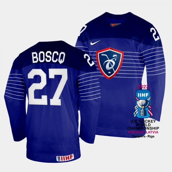 France 2023 IIHF World Championship Jules Boscq #27 Blue Jersey Away