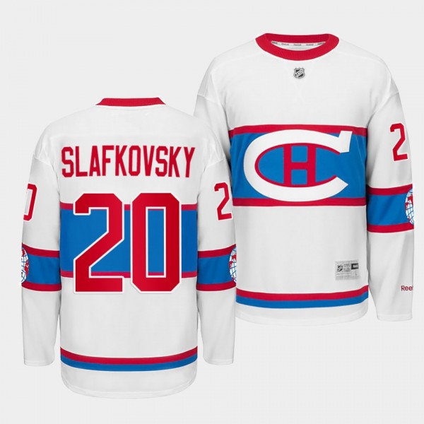 Montreal Canadiens Winter Classic 2016 Juraj Slafkovsky White #20 Throwback Jersey
