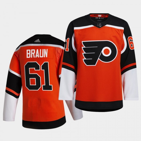Justin Braun #61 Flyers 2020-21 Reverse Retro Fourth Authentic Orange Jersey