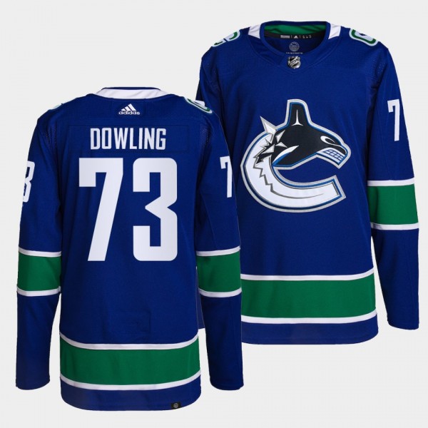 Justin Dowling #73 Canucks Home Blue Jersey 2021-2...