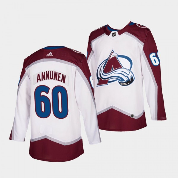 Justus Annunen #60 Avalanche 2021-22 Road Authentic White Jersey