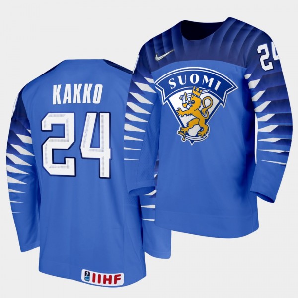 Kaapo Kakko 2020 IIHF World Championship #24 Away Blue Jersey