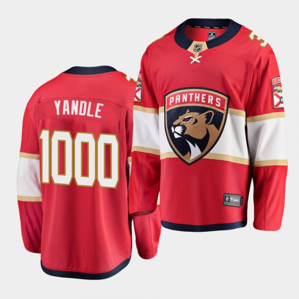 Keith yandle Special Edition Panthers #3 1000 Career Games Red Jersey