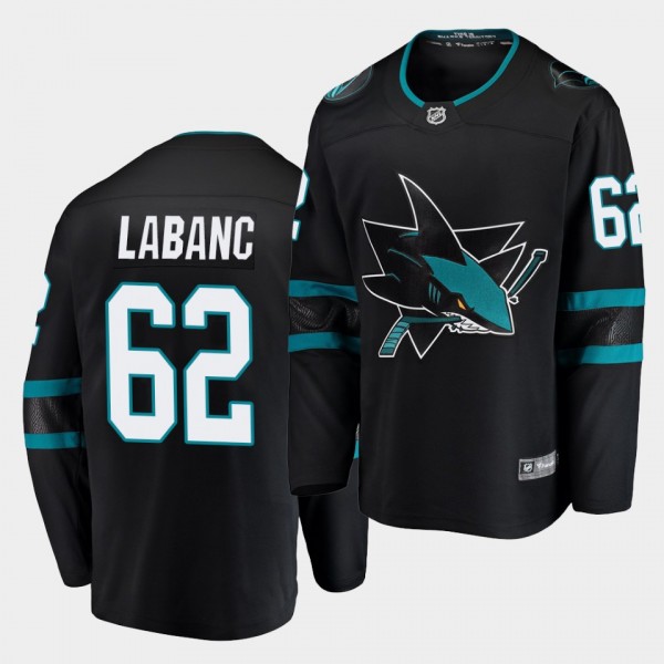 Kevin Labanc #62 Sharks Fanatics Branded Alternate Breakaway Men's Jersey