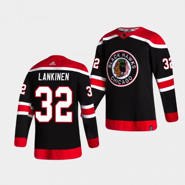 Kevin Lankinen #32 Blackhawks 2020-21 Reverse Retro Authentic Black Jersey