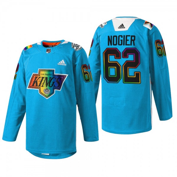 Nelson Nogier Los Angeles Kings Pride Night Jersey Blue #62 Warm-Up