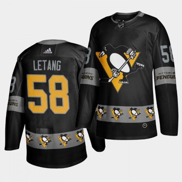 Kris Letang Penguins #58 Logo sleeve Breakaway Jer...