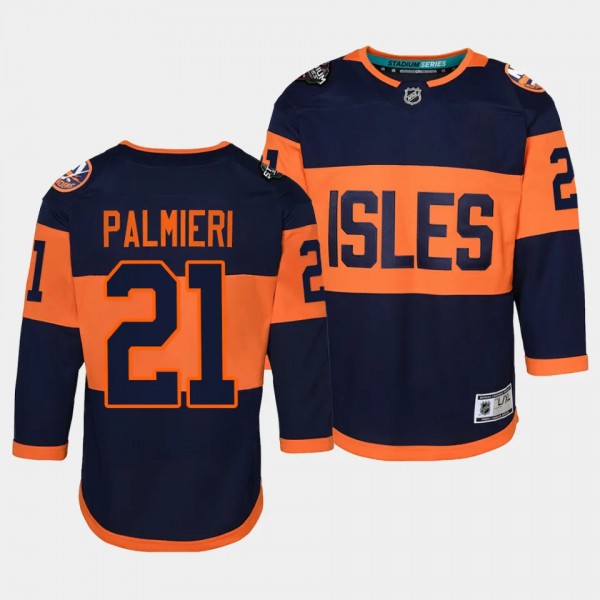 New York Islanders #21 Kyle Palmieri 2024 NHL Stadium Series Premier Player Navy Youth Jersey