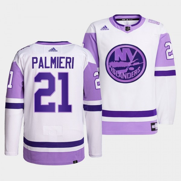 New York Islanders Kyle Palmieri 2021 HockeyFightsCancer Jersey #21 White Primegreen