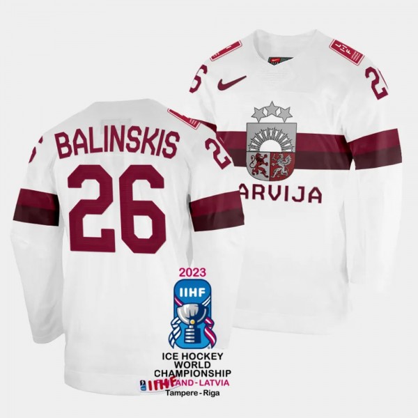 Latvia #26 Uvis Balinskis 2023 IIHF World Champion...