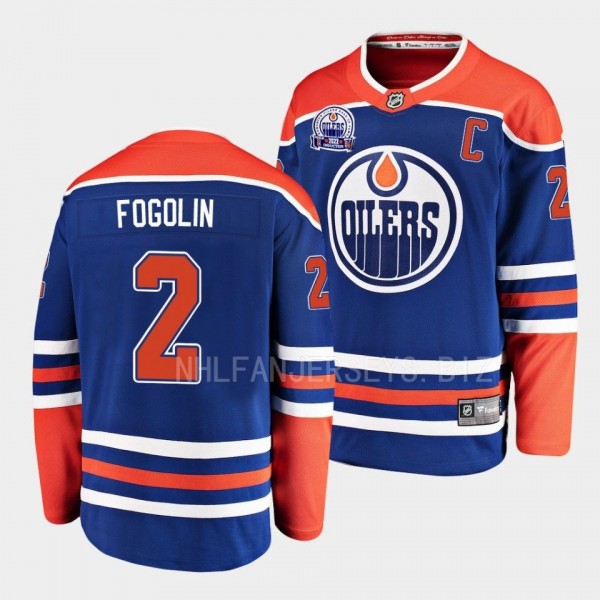 Hall of Fame patch Lee Fogolin Edmonton Oilers Home #2 Royal Jersey 2022