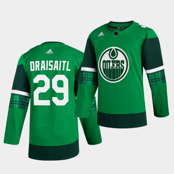 Leon Draisaitl Oilers 2020 St. Patrick's Day Green...