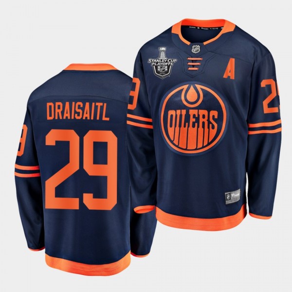 Leon Draisaitl #29 Oilers 2021 Stanley Cup Playoffs Navy Jersey