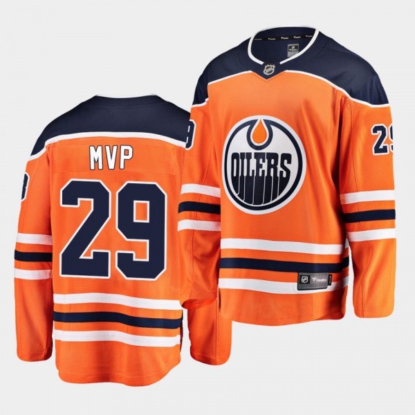 Leon Draisaitl #29 Oilers 2020 NHL MVP Orange Home...