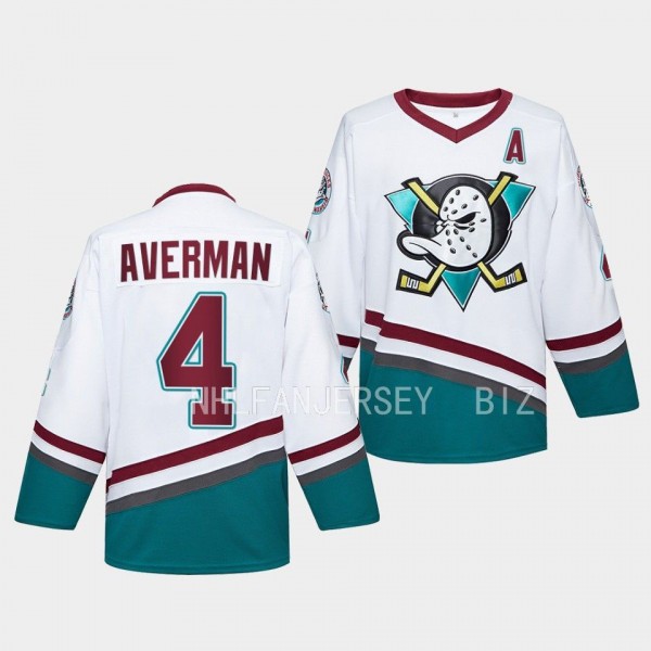 Lester Averman Anaheim Ducks #4 Mighty Ducks White...