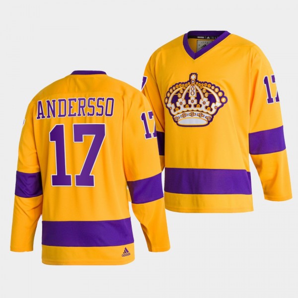 Lias Andersson Los Angeles Kings 2022 Team Classics Gold Jersey Throwback