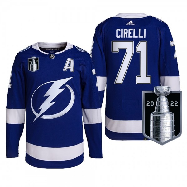 Lightning Anthony Cirelli 2022 Stanley Cup Playoffs Blue Jersey