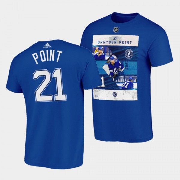 Tampa Bay Lightning Brayden Point Player photo Impact Player T-Shirt #21 Blue