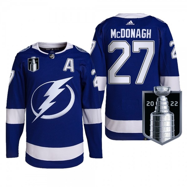 Lightning Ryan McDonagh 2022 Stanley Cup Playoffs Blue Jersey