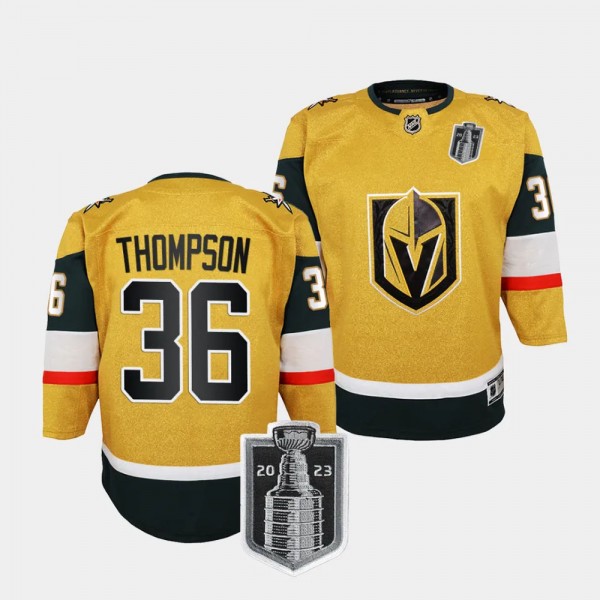 Vegas Golden Knights #36 Logan Thompson 2023 Stanley Cup Final Home Premier Gold Youth Jersey
