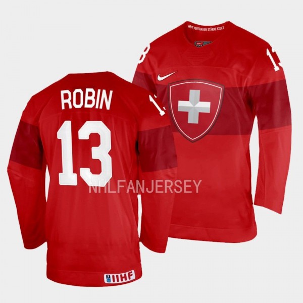 Switzerland 2023 IIHF World Junior Championship Louis Robin #13 Red Jersey