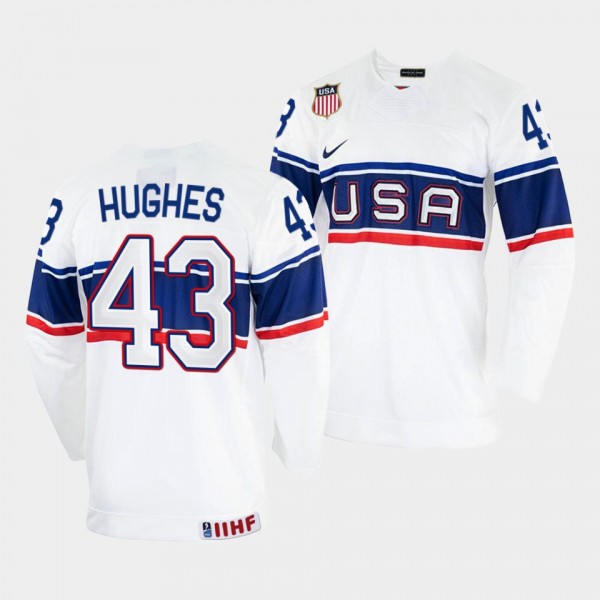 USA 2022 IIHF World Championship Luke Hughes #43 W...
