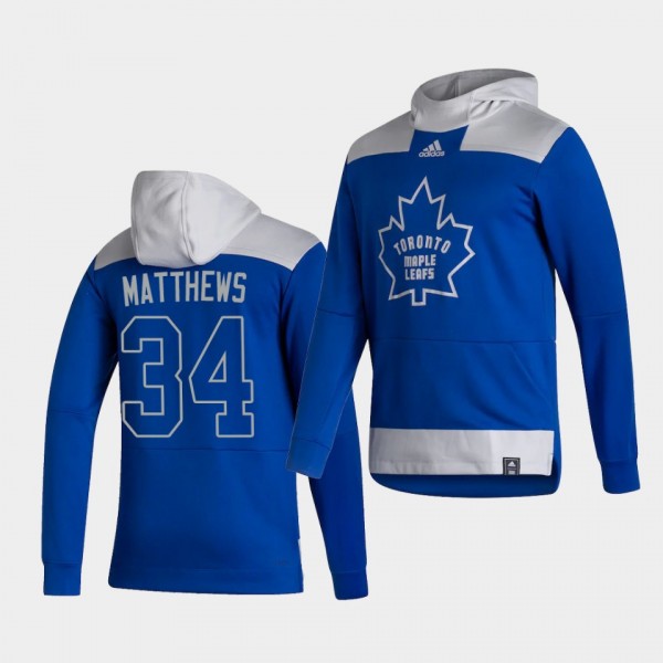 Toronto Maple Leafs Auston Matthews 2021 Reverse Retro Blue Authentic Pullover Special Edition Hoodie