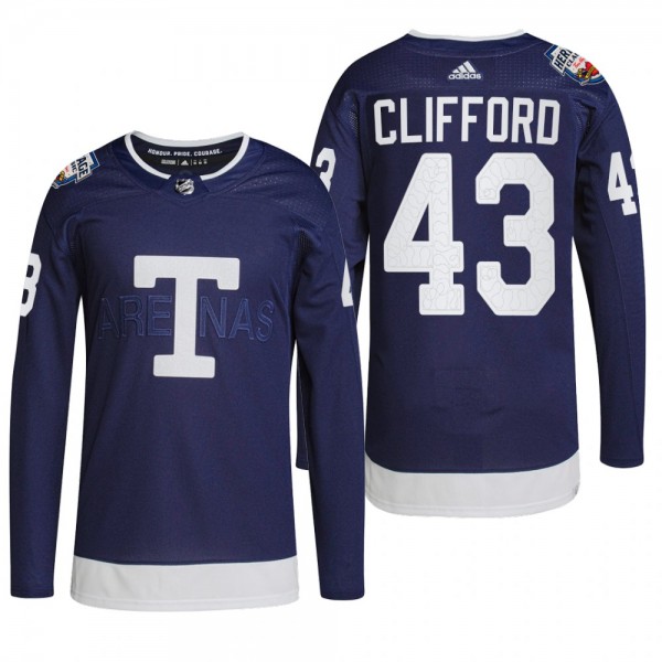 Maple Leafs Kyle Clifford 2022 Heritage Classic Navy Jersey