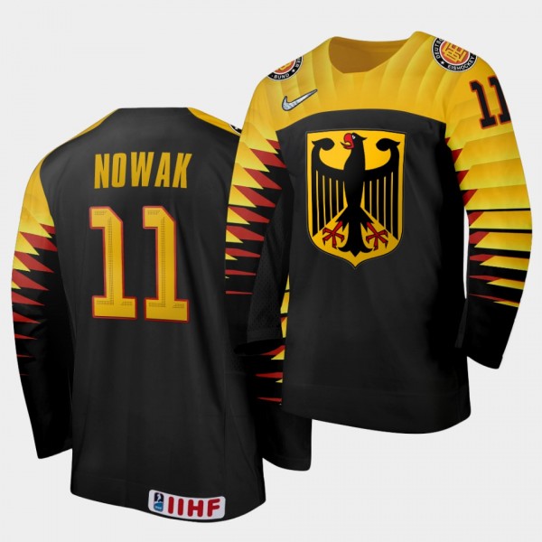 Germany Marco Nowak 2020 IIHF World Ice Hockey Black Away Jersey