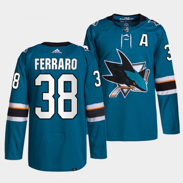 Mario Ferraro Sharks Home Teal Jersey #38 Primegreen Authentic Pro
