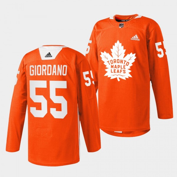 Mark Giordano #55 Toronto Maple Leafs 2022 Every Child Matters Warmup Orange Jersey