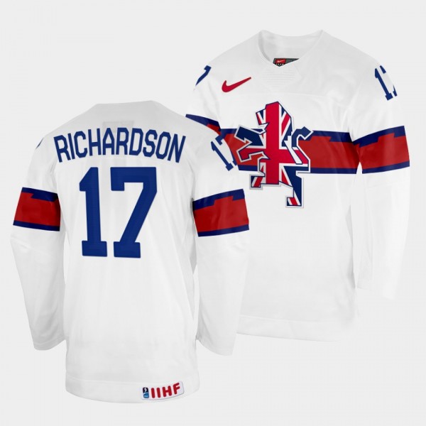 Great Britain 2022 IIHF World Championship Mark Richardson #17 White Jersey Home