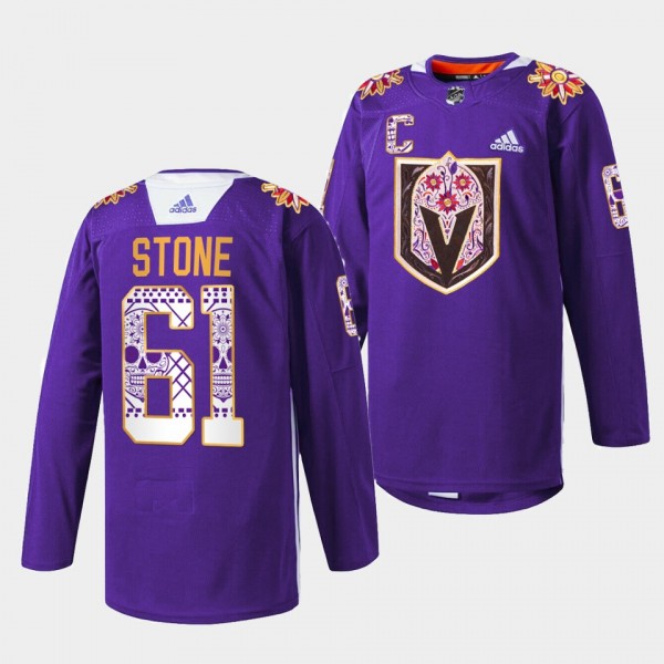 Mark Stone Golden Knights #61 Hispanic Heritage 2021 Warmup Jersey Purple