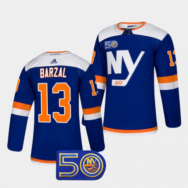 New York Islanders Mathew Barzal 50th Anniversary #13 Royal Jersey Authentic Alternate
